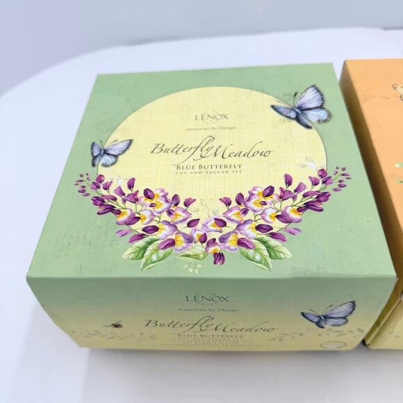 Lenox Butterfly Meadow Fritillary & Blue Butterfly Tea Cup & Saucer Set of 2 - Picture 15 of 16